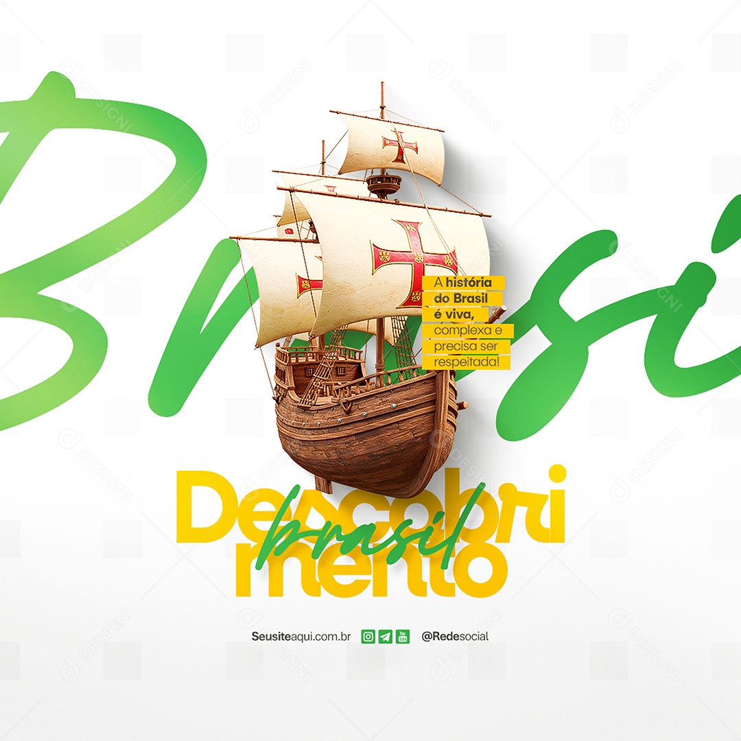 Dia do Descobrimento do Brasil 22 de Abril Social Media PSD Editável