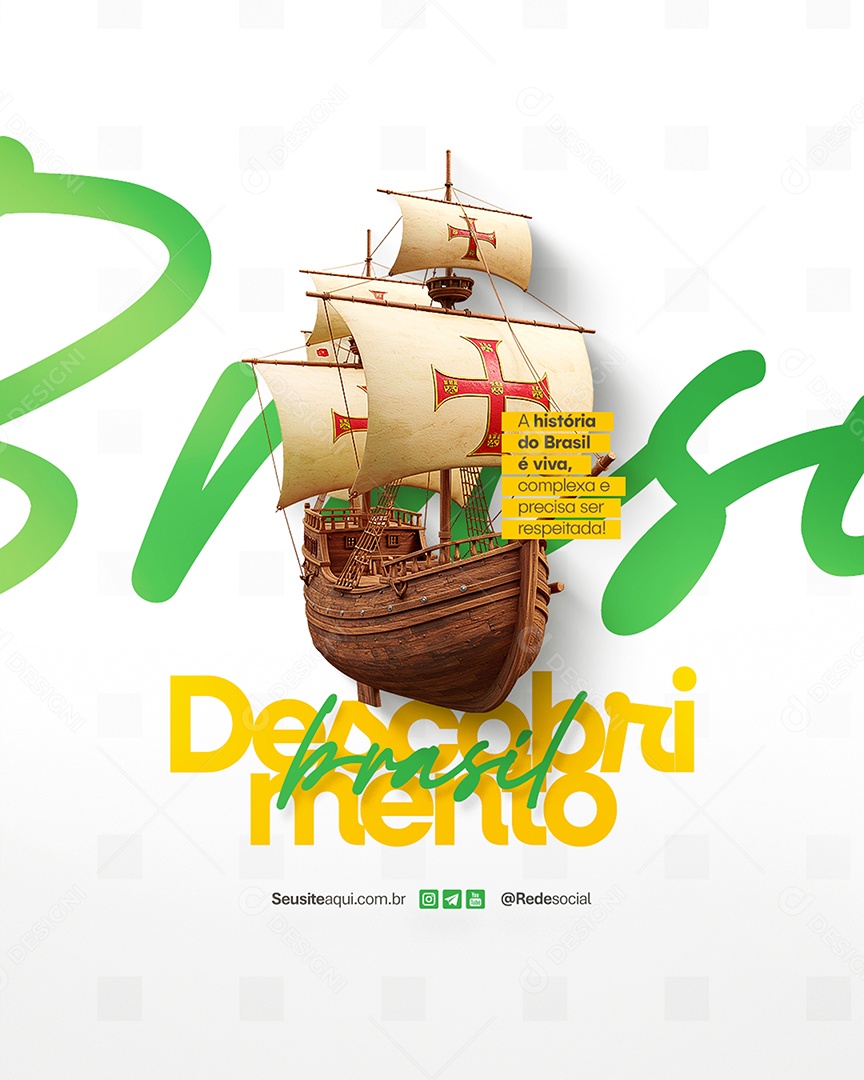 Dia do Descobrimento do Brasil 22 de Abril Social Media PSD Editável