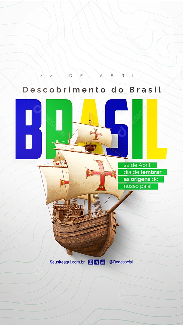 Story Dia do Descobrimento do Brasil 22 de Abril Social Media PSD Editável