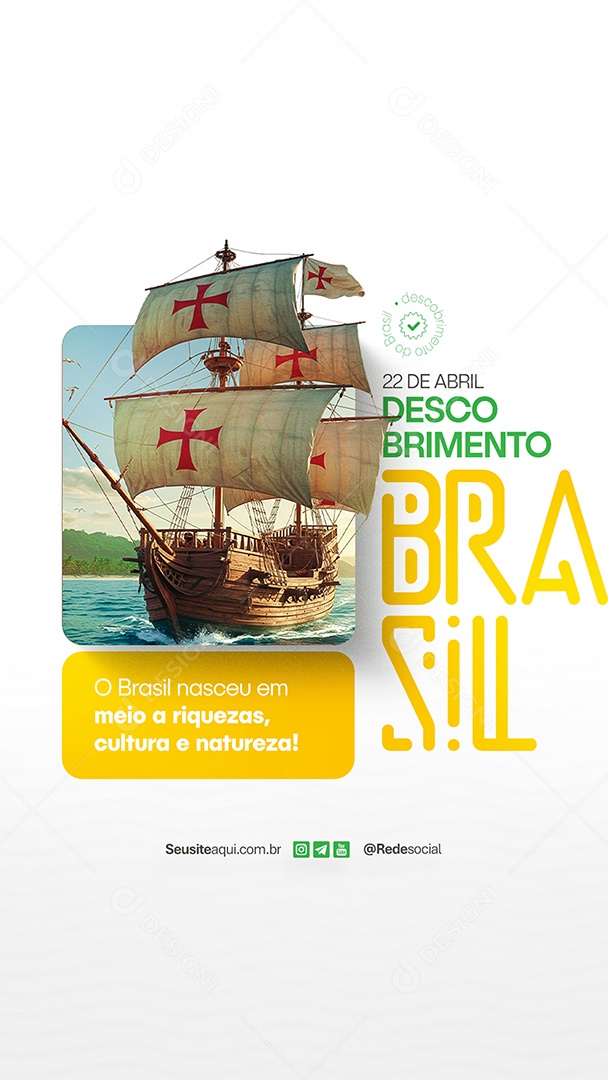 Story Dia do Descobrimento do Brasil 22 de Abril Social Media PSD Editável