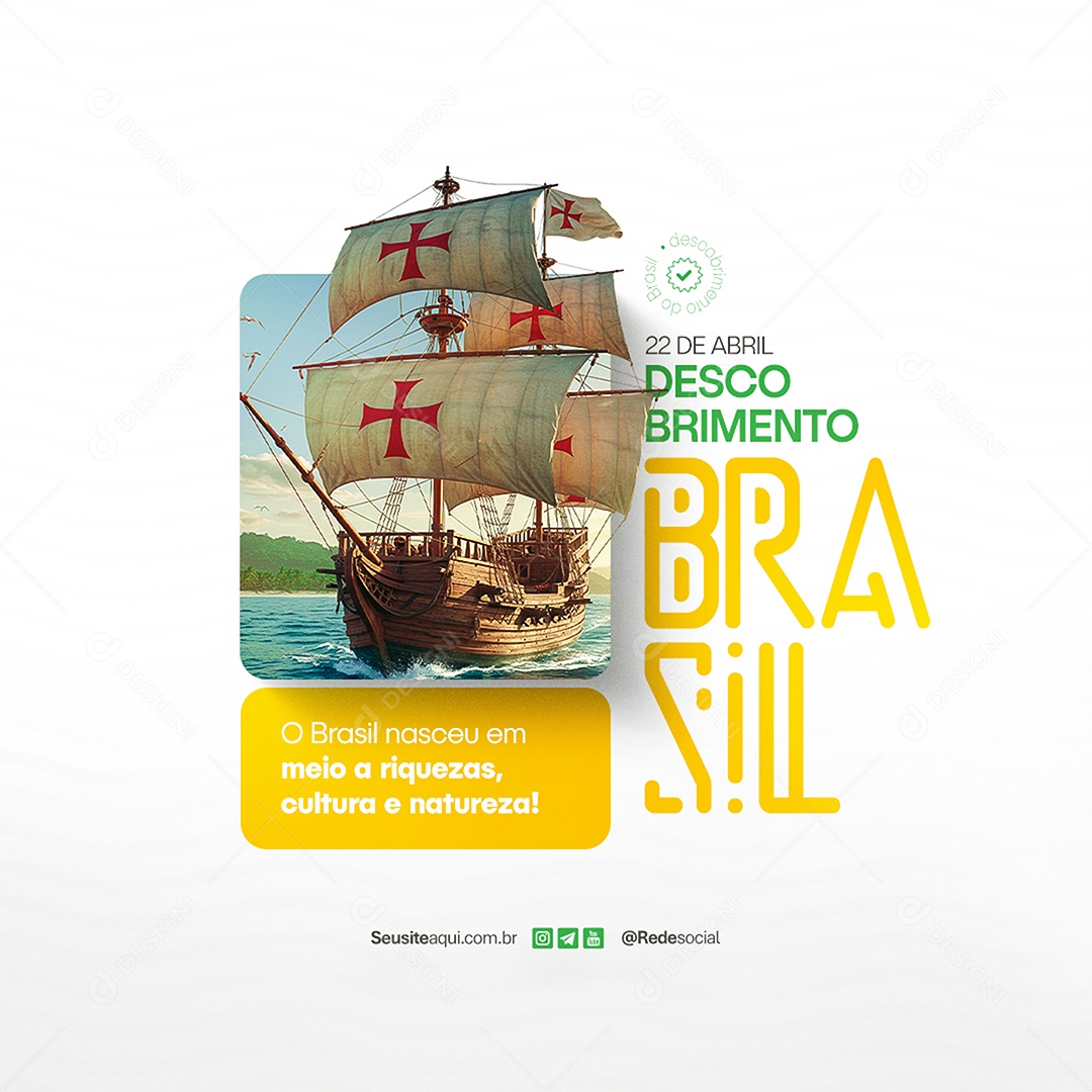 Dia do Descobrimento do Brasil 22 de Abril Social Media PSD Editável