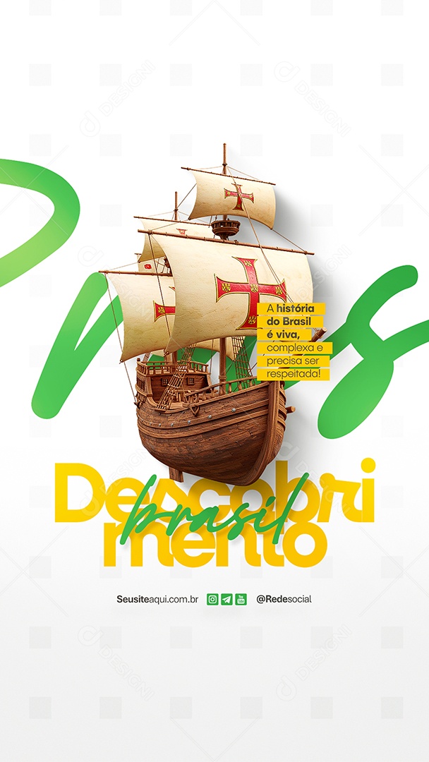 Story Dia do Descobrimento do Brasil 22 de Abril Social Media PSD Editável