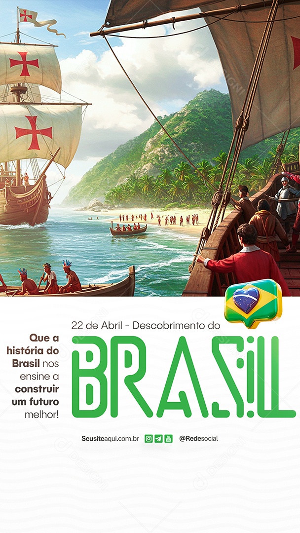Story Dia do Descobrimento do Brasil 22 de Abril Social Media PSD Editável