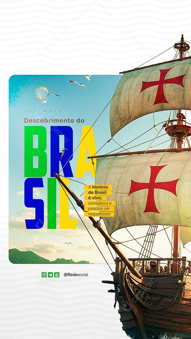 Story Dia do Descobrimento do Brasil 22 de Abril Social Media PSD Editável