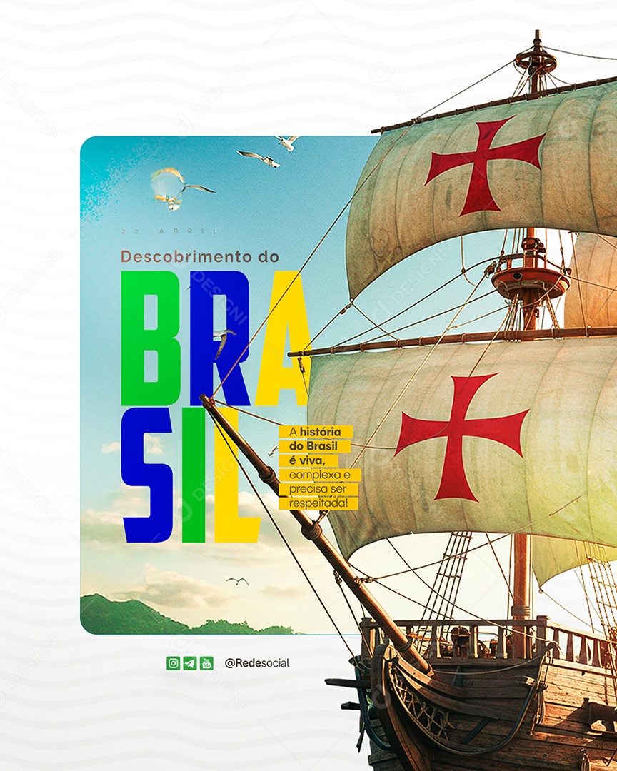 Dia do Descobrimento do Brasil 22 de Abril Social Media PSD Editável