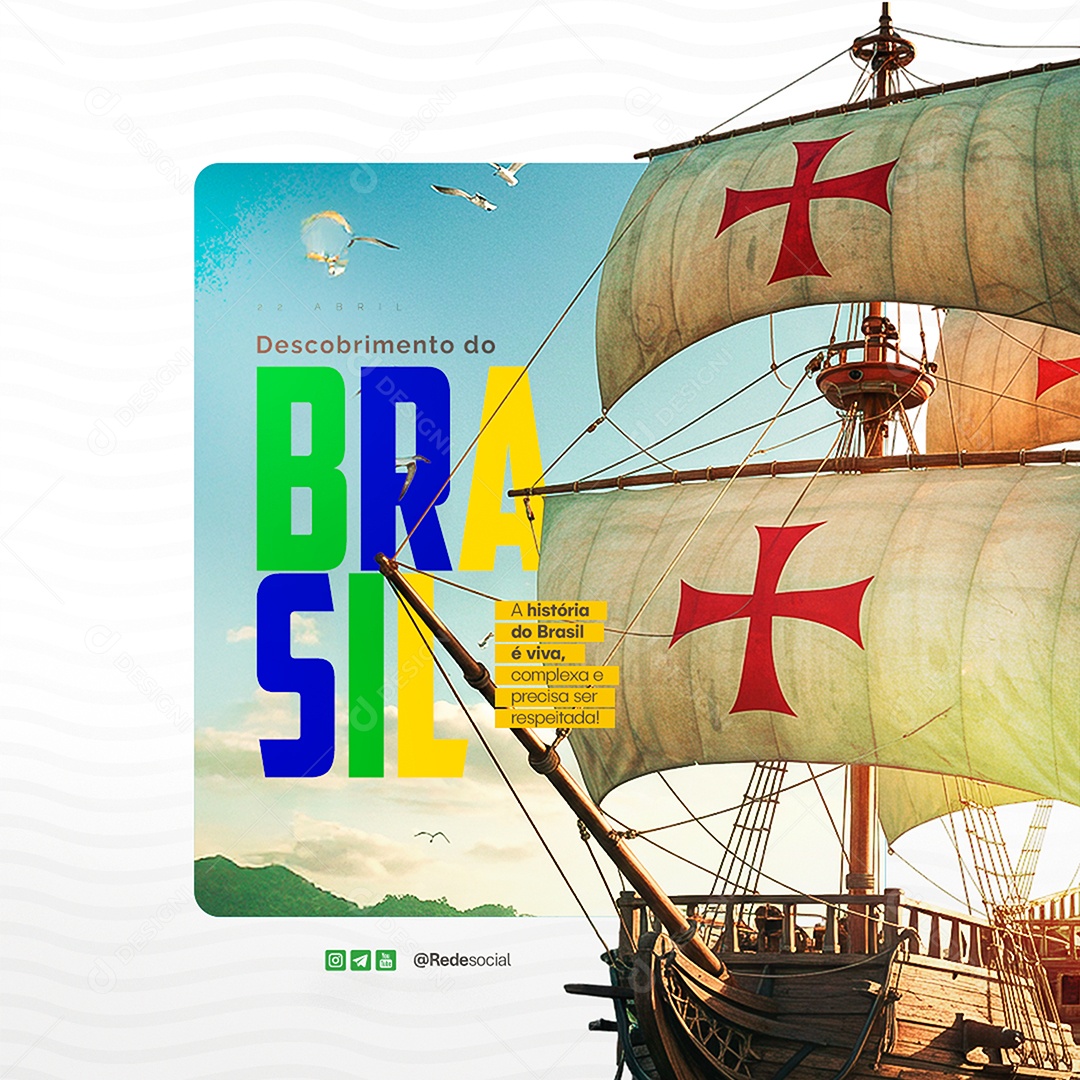 Dia do Descobrimento do Brasil 22 de Abril Social Media PSD Editável