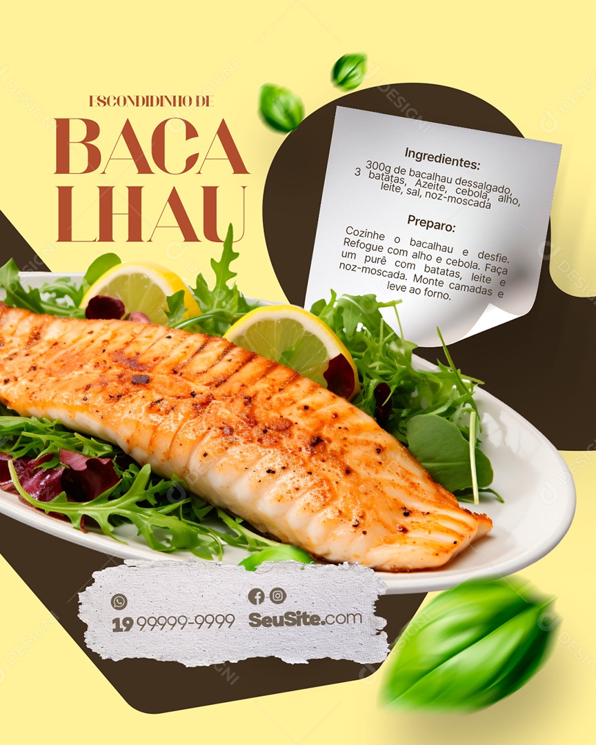 Pratos Escondidinho de Bacalhau Social Media PSD Editável