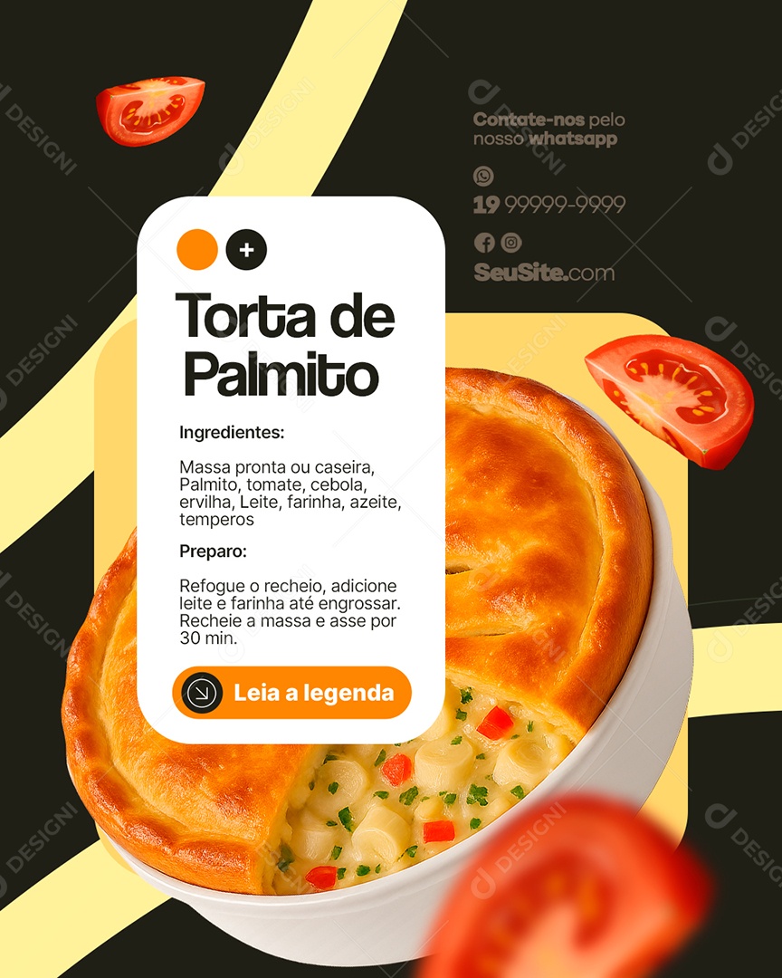 Pratos Torta de Palmito Social Media PSD Editável