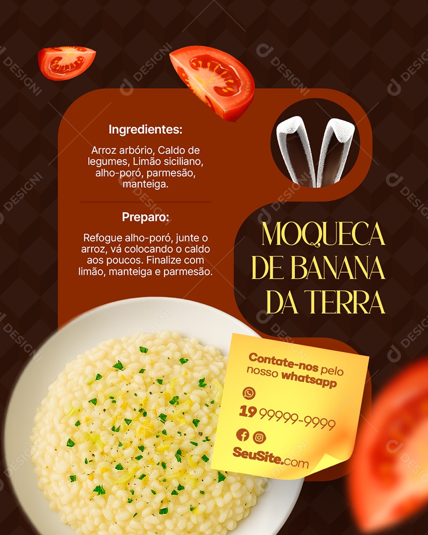Pratos Moqueca de Banana da Terra Social Media PSD Editável
