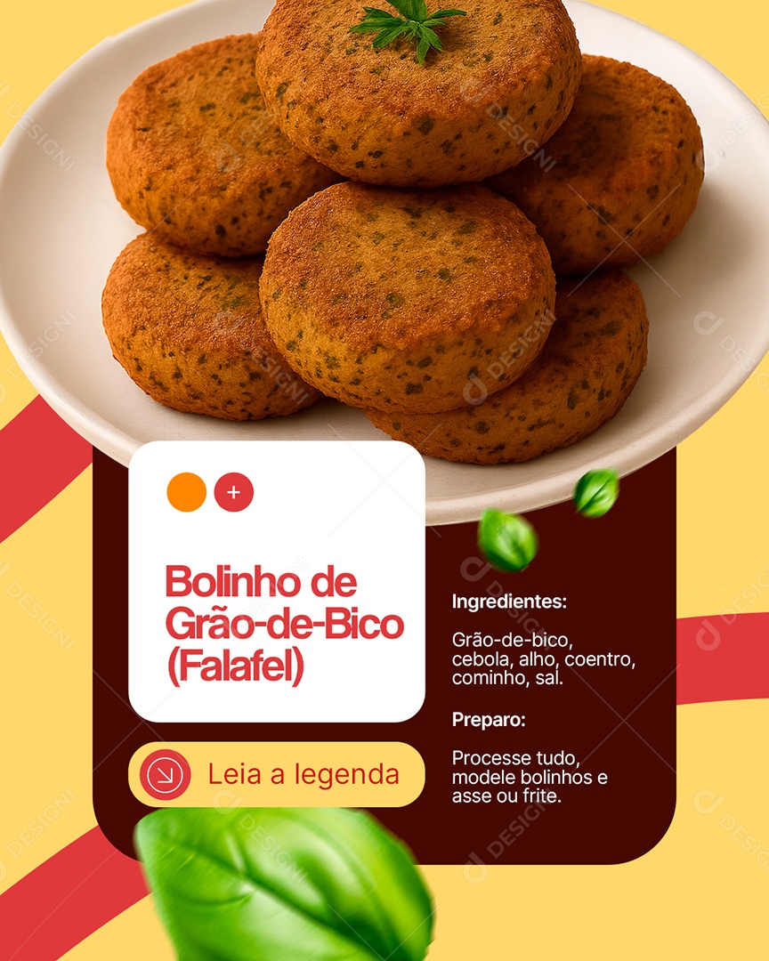 Pratos Bolinho de Grão de Bico Falafel Social Media PSD Editável