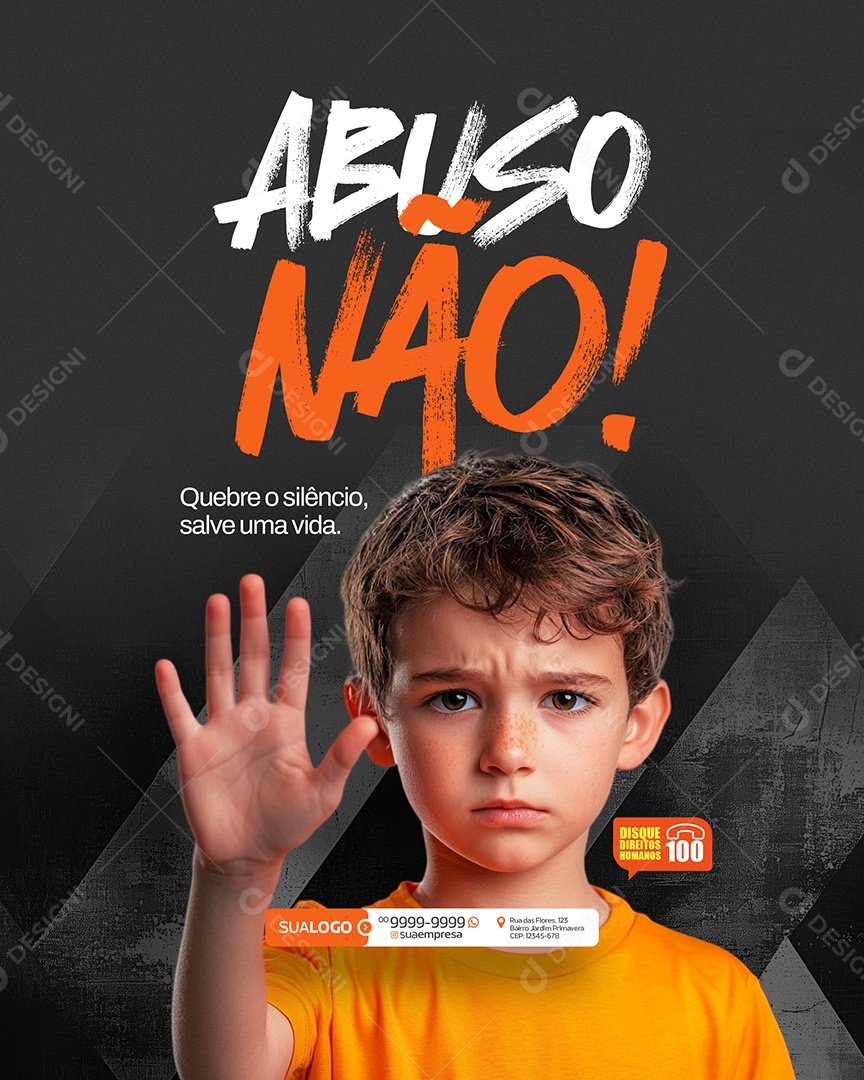 Maio Laranja Abuso Não Social Media PSD Editável