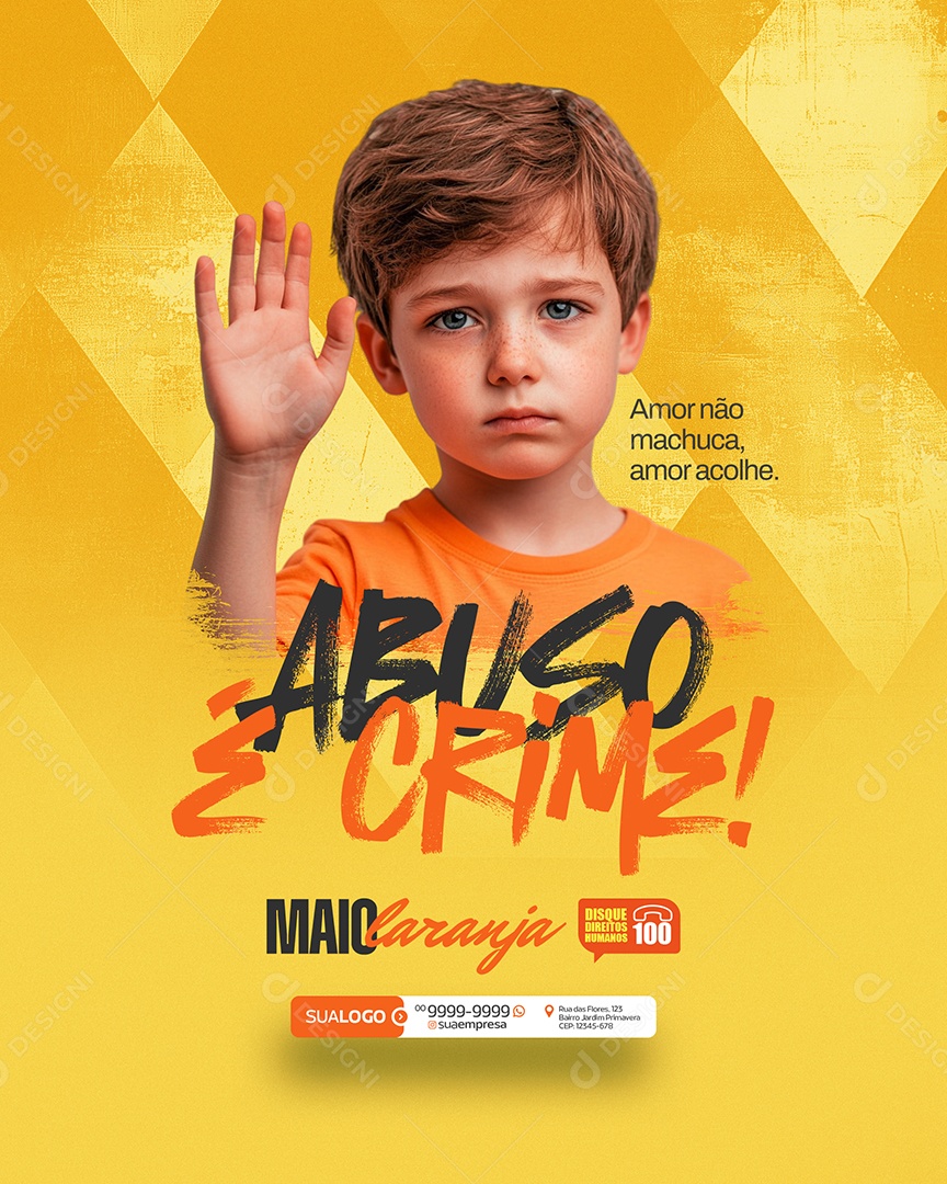 Maio Laranja Abuso é Crime Social Media PSD Editável