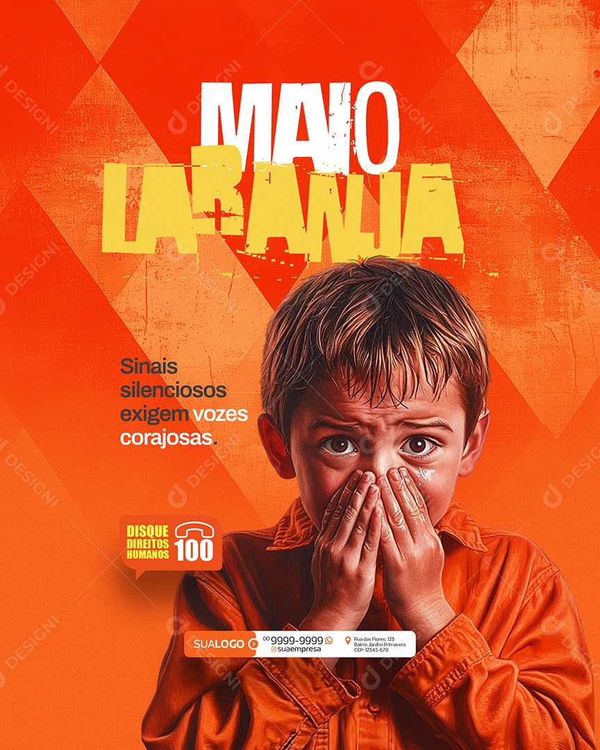 Maio Laranja Sinais Silenciosos Exigem Vozes Social Media PSD Editável