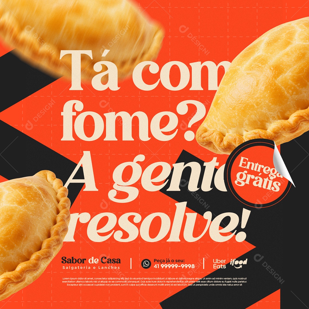 Salgateria Tá com Fome A Gente Resolve Social Media PSD Editável