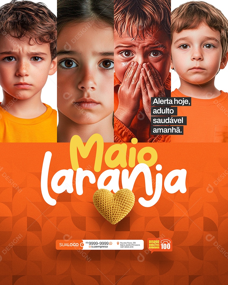 Maio Laranja Alerta Hoje Social Media PSD Editável