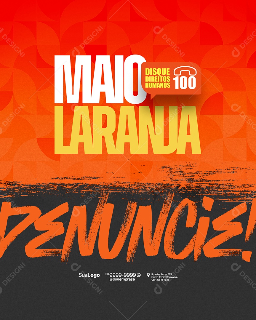 Maio Laranja Denuncie Social Media PSD Editável