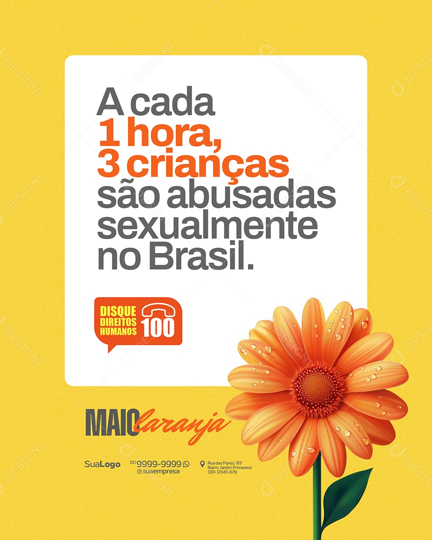 Maio Laranja Disque Direitos Humanos Social Media PSD Editável