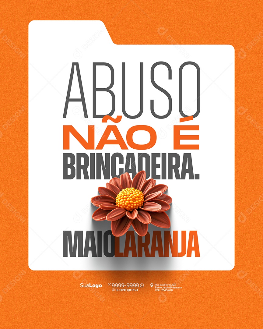 Maio Laranja Abuso Não é Brincadeira Social Media PSD Editável