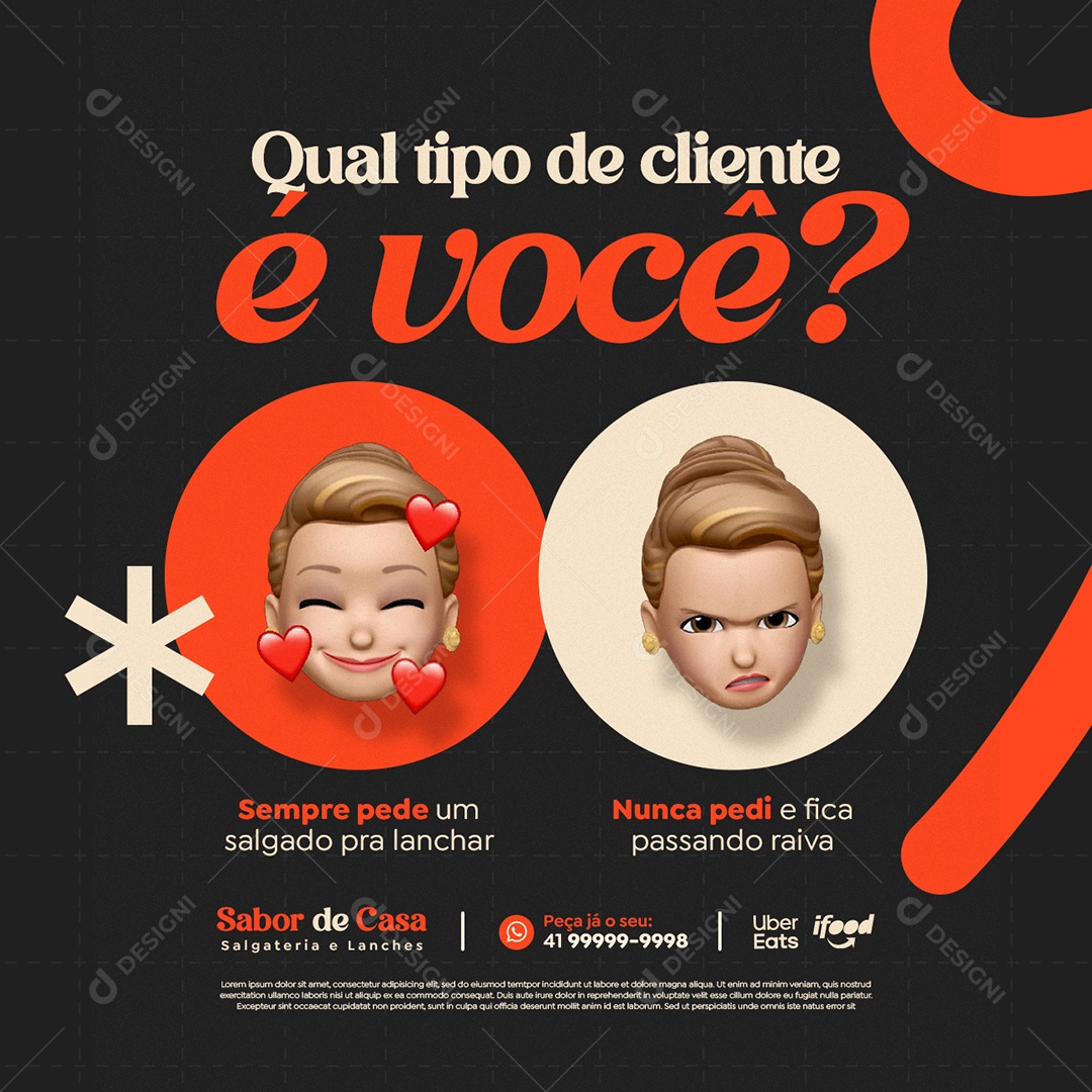 Salgateria Qual Tipo de Cliente é Você Social Media PSD Editável