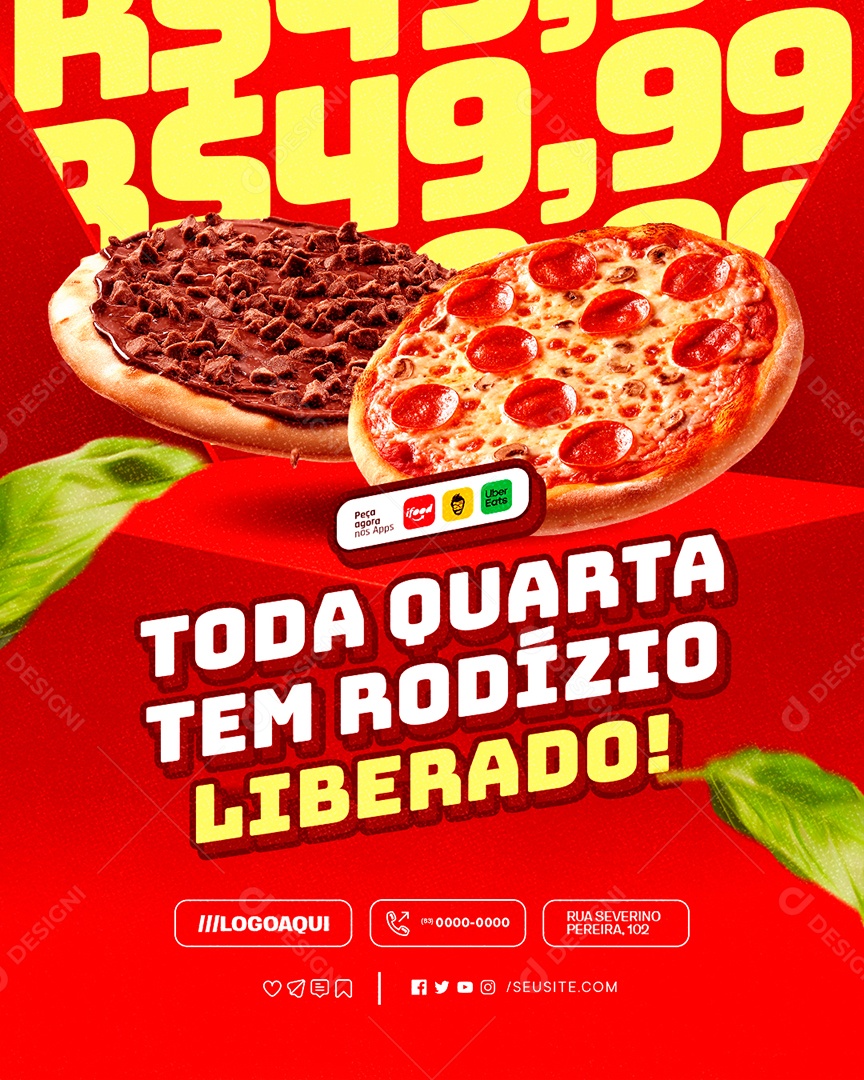 Pizzaria Toda Quarta Tem Rodízio Liberado Social Media PSD Editável