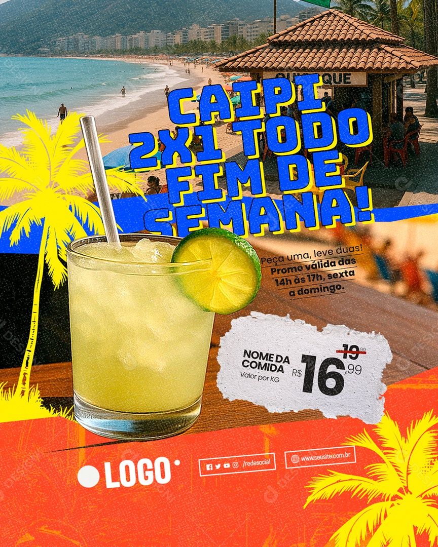 Quiosque Caipirinha TOdo Fim de Semana Social Media PSD Editável