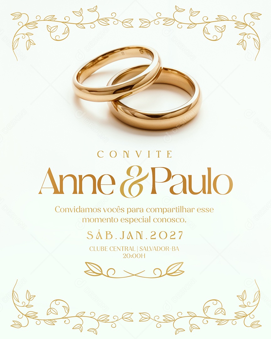 Convite de Casamento Social Media PSD Editável