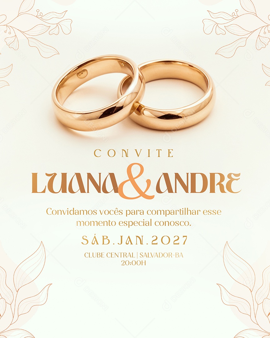 Convite de Casamento Social Media PSD Editável