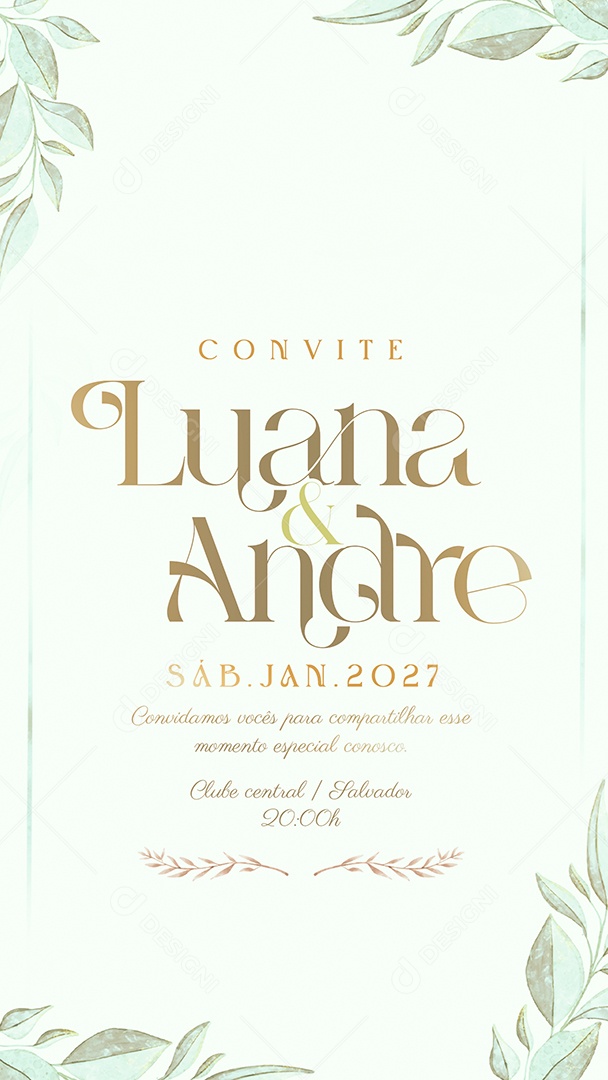 Story Convite de Casamento Social Media PSD Editável