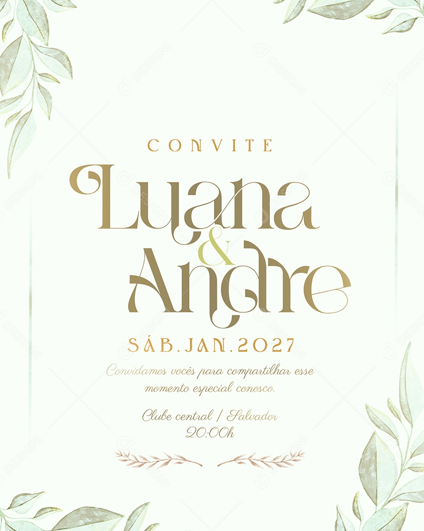 Convite de Casamento Social Media PSD Editável