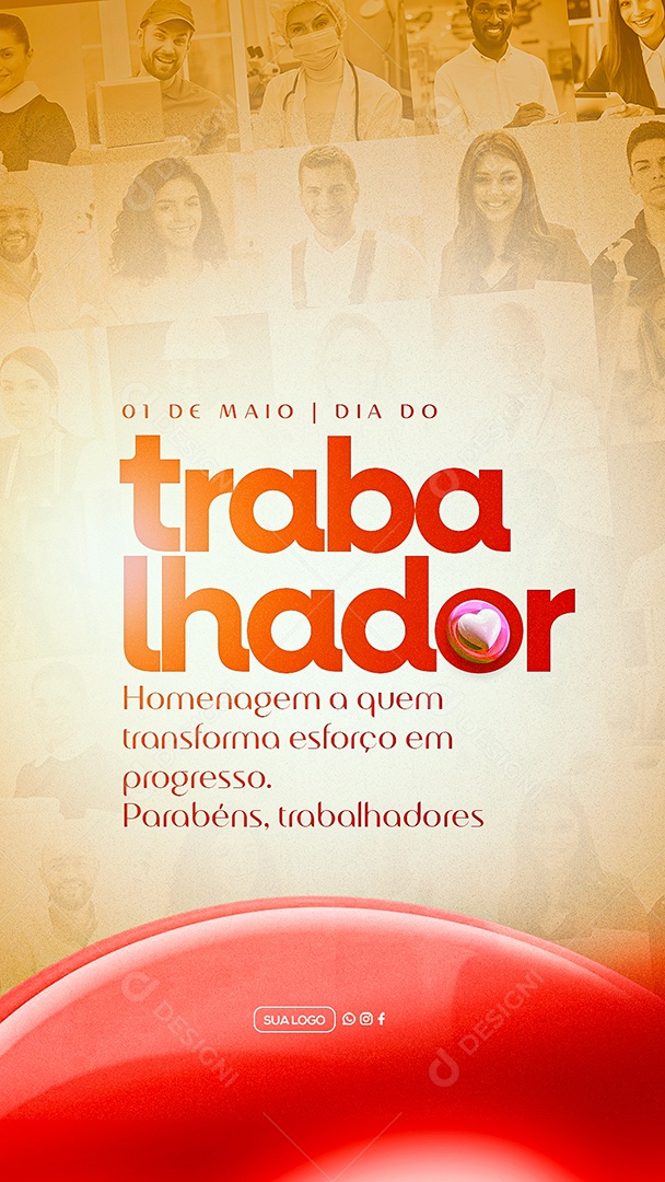 Story Feliz Dia Do Trabalhador 01 de Maio Social Media PSD Editável