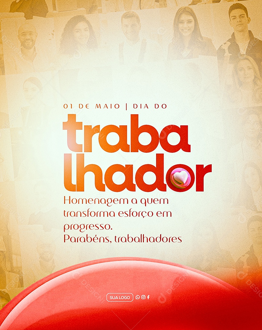 Feliz Dia Do Trabalhador 01 de Maio Social Media PSD Editável