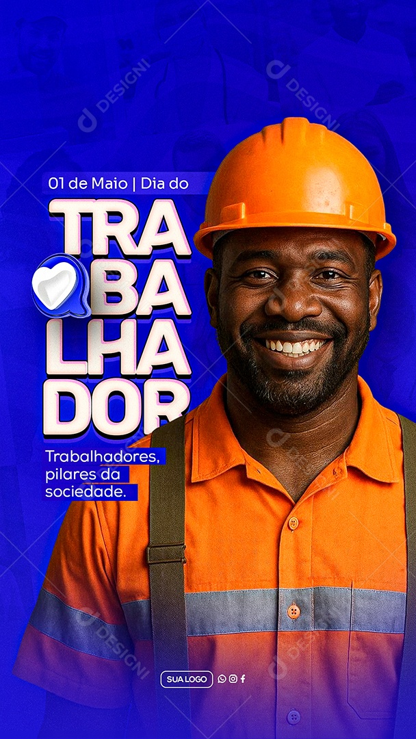 Story Feliz Dia Do Trabalhador 01 de Maio Social Media PSD Editável