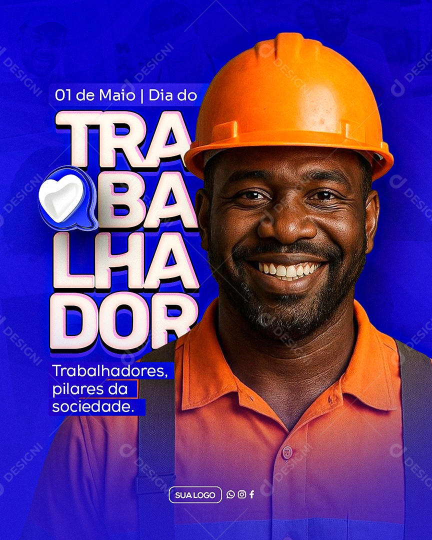 Feliz Dia Do Trabalhador 01 de Maio Social Media PSD Editável