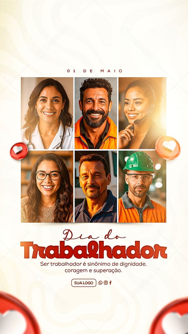 Story Feliz Dia Do Trabalhador 01 de Maio Social Media PSD Editável
