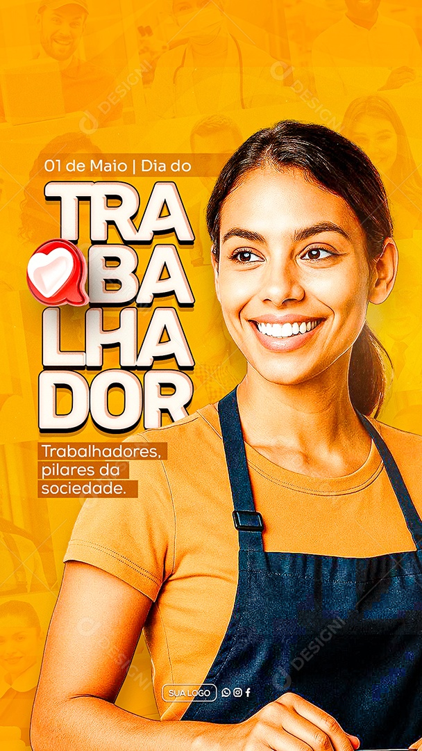Story Feliz Dia Do Trabalhador 01 de Maio Social Media PSD Editável