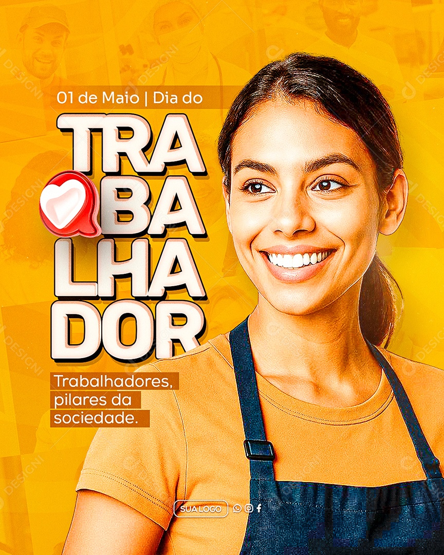 Feliz Dia Do Trabalhador 01 de Maio Social Media PSD Editável