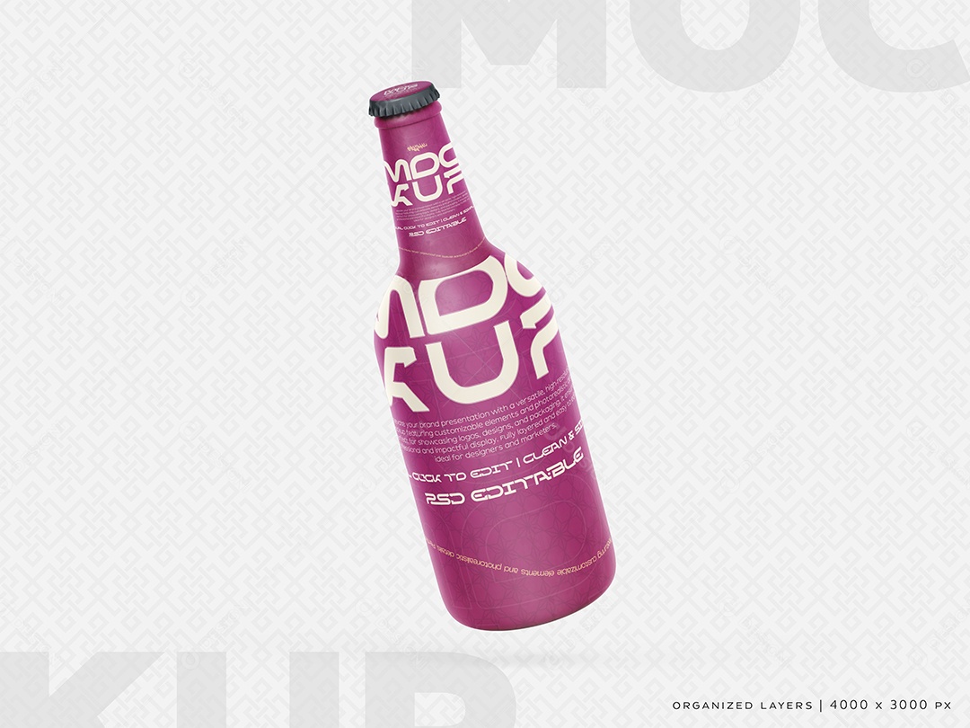 Garrafa de Vidro Mockup PSD Editável