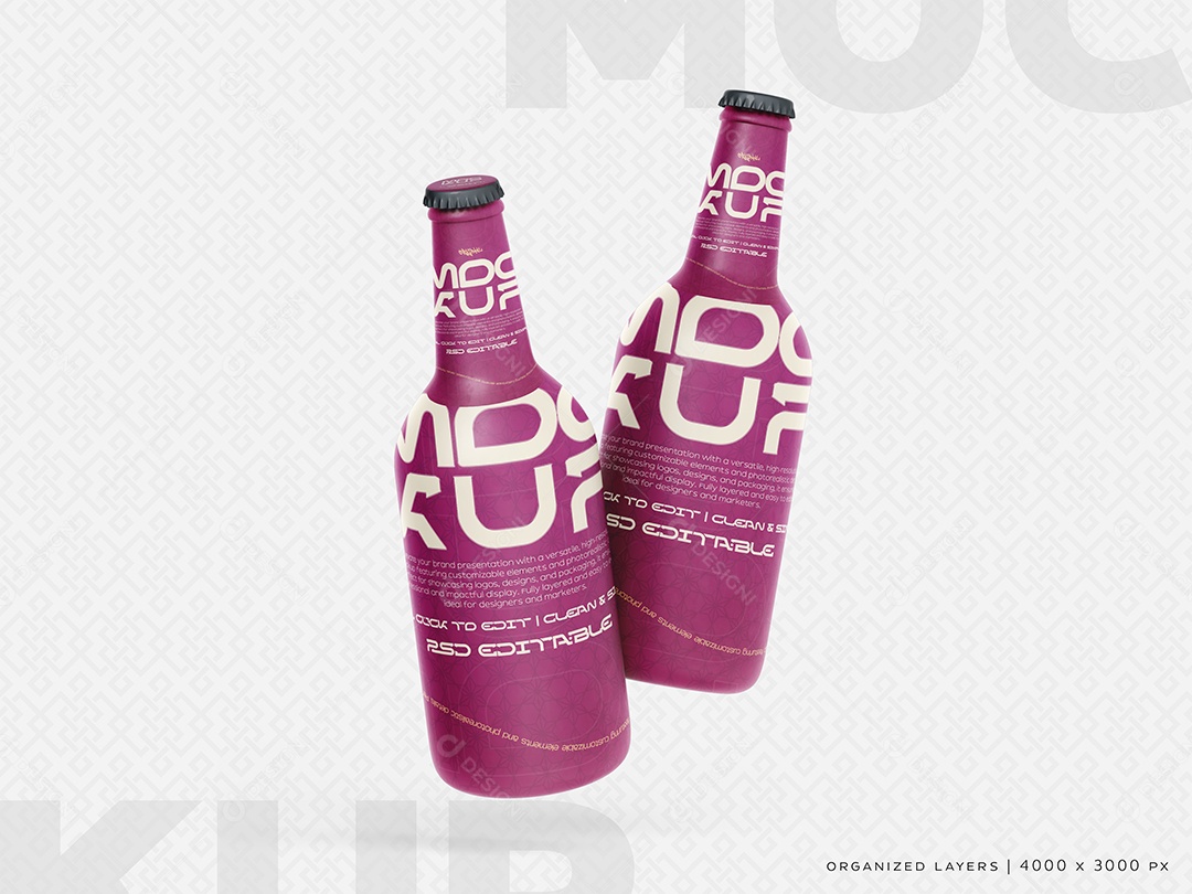 Garrafas de Vidro Mockup PSD Editável