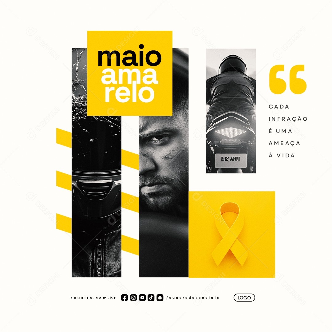 Maio Amarelo Cada Infração é Uma Ameaça à Vida Social Media PSD Editável