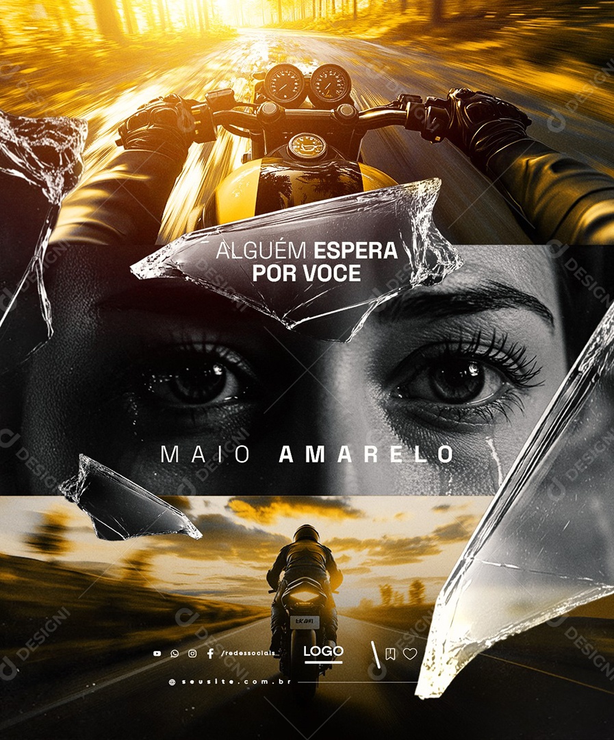 Maio Amarelo Alguém Espera Por Você Social Media PSD Editável