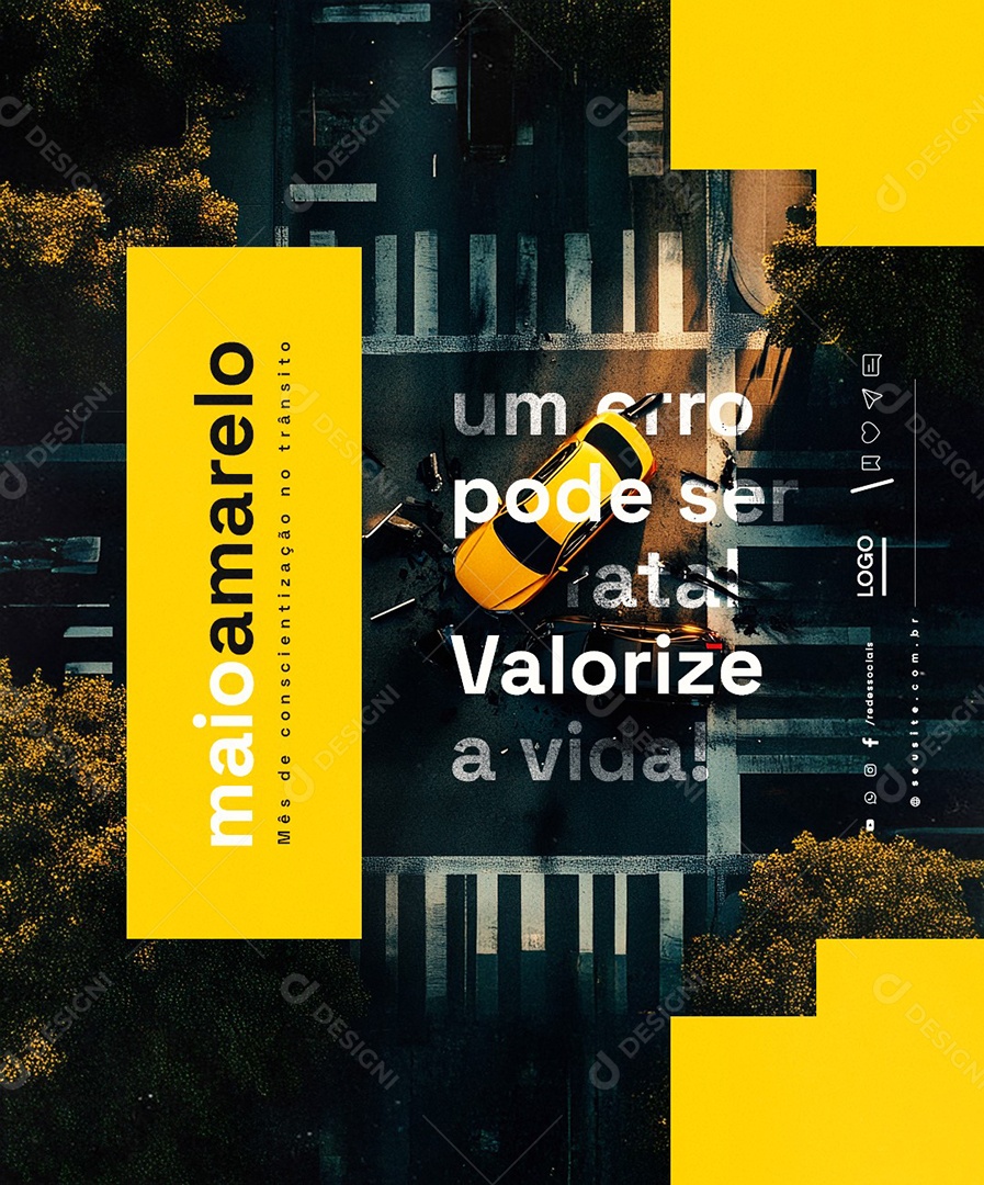 Maio Amarelo Um Erro Pode Ser Fatal Social Media PSD Editável