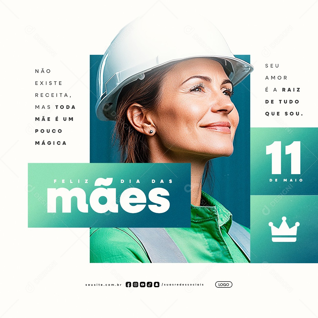 Feliz Dia das Mães 11 de Maio Engenheira Engenharia Social Media PSD Editável