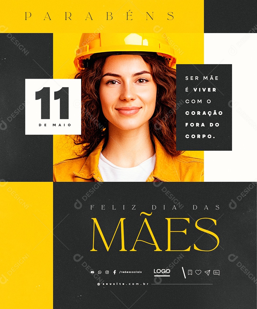 Feliz Dia das Mães 11 de Maio Engenheira Engenharia Social Media PSD Editável