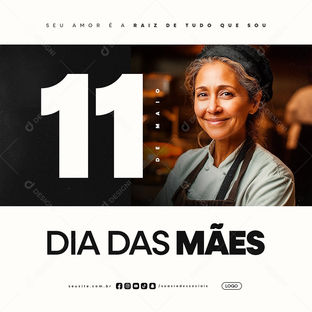 Feliz Dia das Mães 11 de Maio Cafeteria Social Media PSD Editável