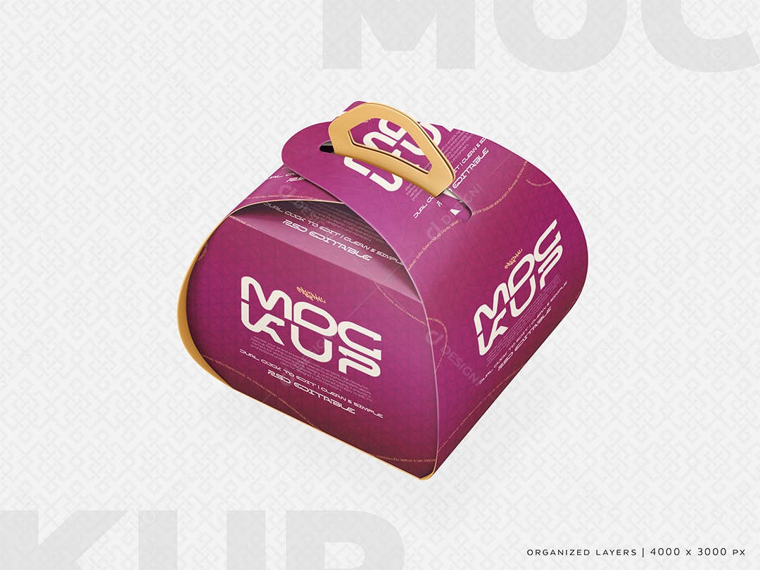 Caixa de Bolo Mockup PSD Editável