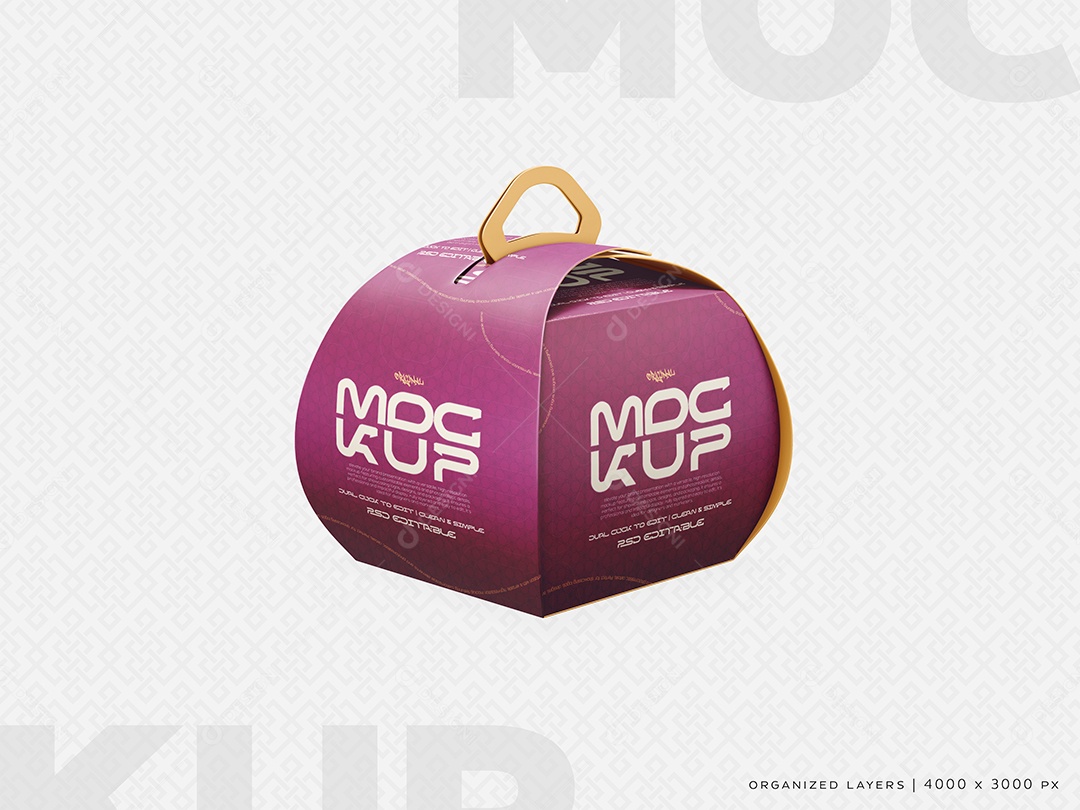Caixa de Bolo Mockup PSD Editável