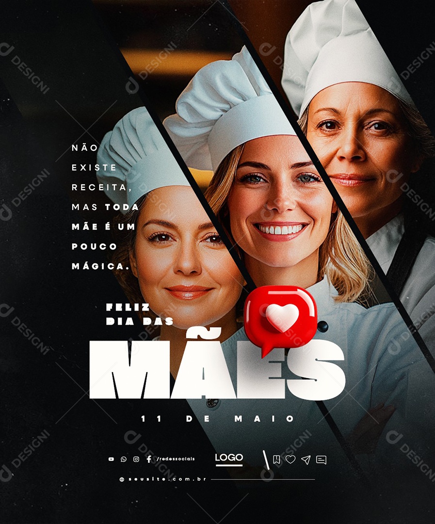 Feliz Dia das Mães 11 de Maio Padeira Confeiteira Social Media PSD Editável