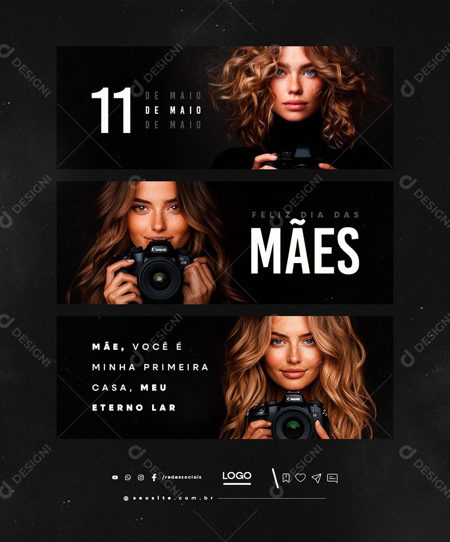 Feliz Dia das Mães 11 de Maio Fotógrafa Fotografia Social Media PSD Editável
