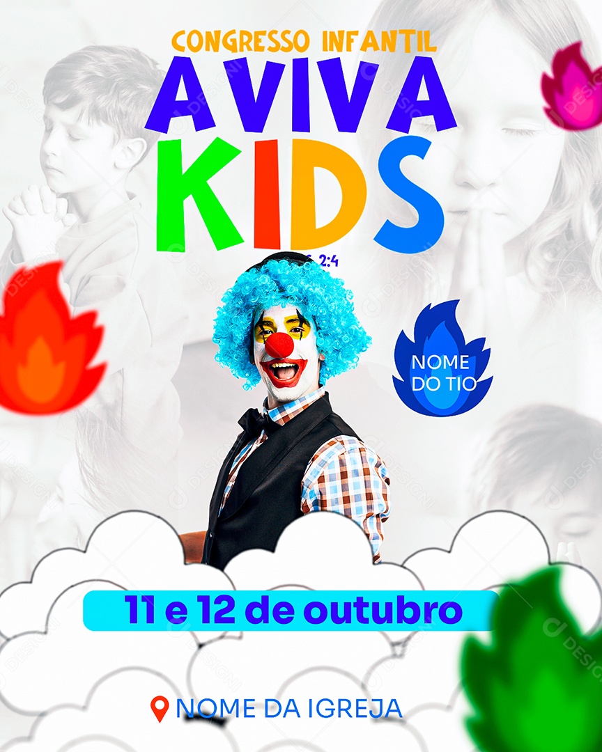 Flyer Gospel Congresso Infantil Social Media PSD Editável