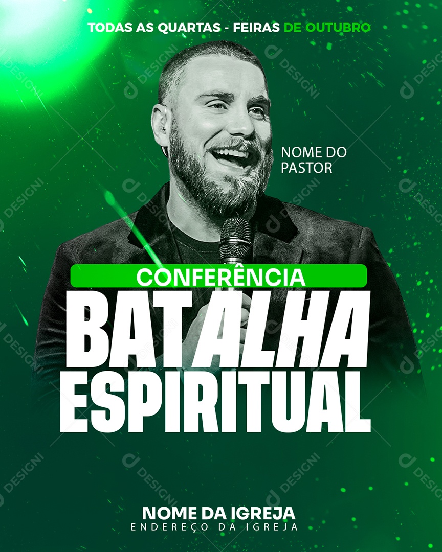 Flyer Gospel Conferência Espiritual Social Media PSD Editável
